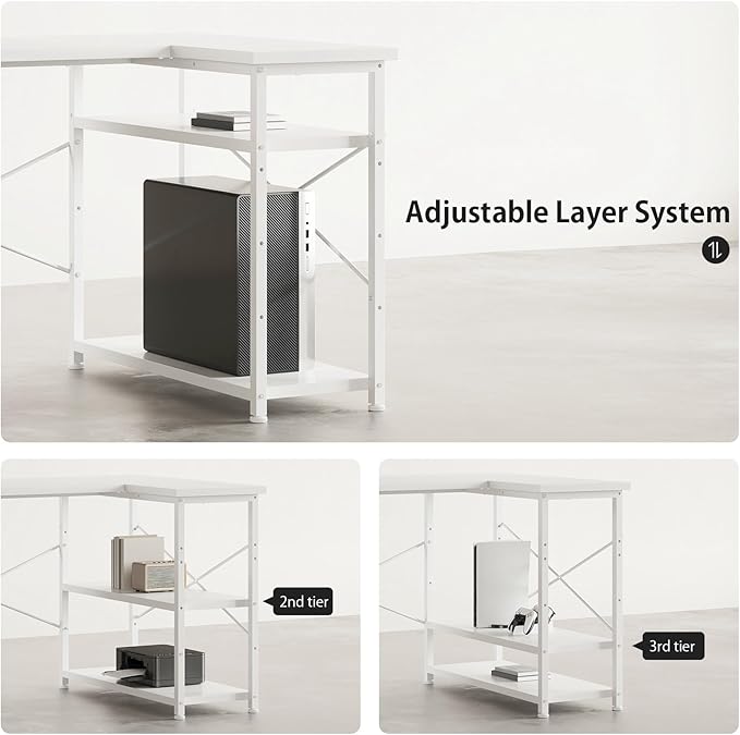 47 Computer Desk with Drawers Desks for Bedrooms Writing Desk with Storage Work Desk for Small Space White
