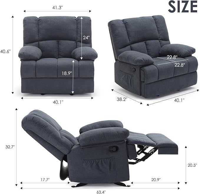 Stary Oversized Rocking Rocker Recliner Chair for Living Room Adults