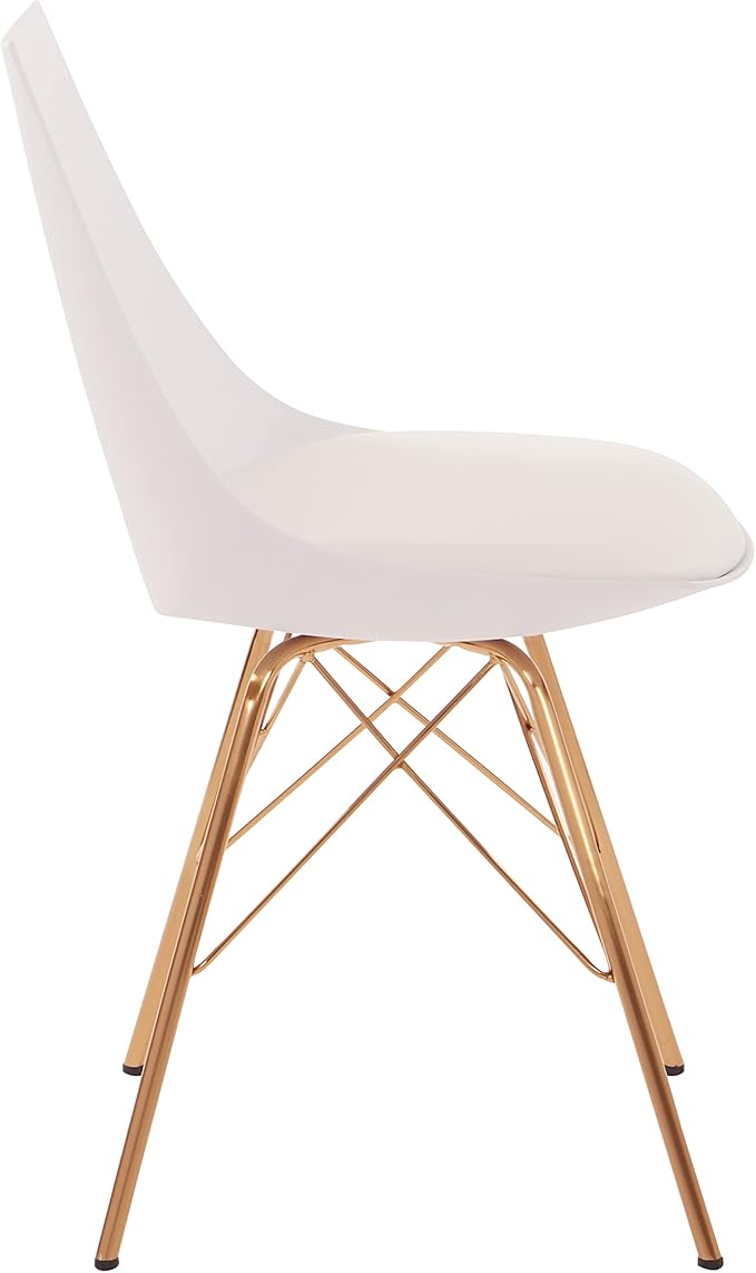 OSP Home Furnishings Oakley Mid-Century Modern Bucket Chair Faux LeatherWhite