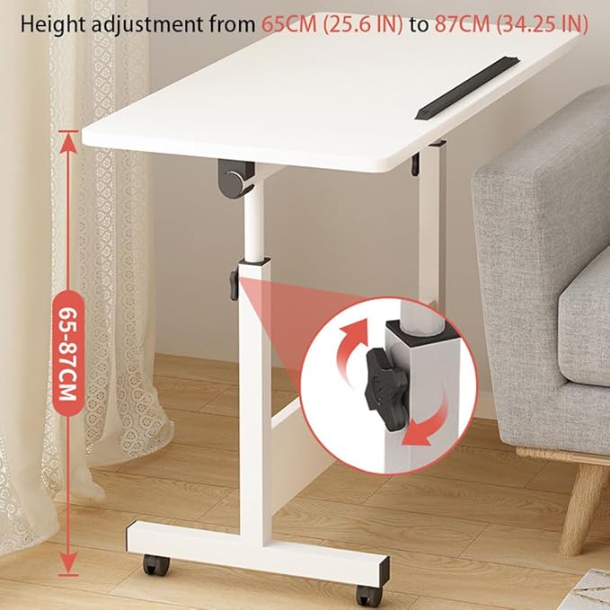 Small Standing Desk Foldable Stand Up Desk with Wheels Mobile Computer Table Adjustable Height Desktop Sit Stand Table Workstations for Small Spaces and Home Office (Black)
