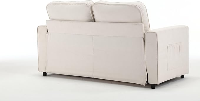 ERYE 55-Inch Loveseat Sofa with Pull Out Sleeper Couch Bed 3-in-1 Convertible Sleeper Sofabed W/Side Storage Pockets Modern 3 Fold Tufted Upholstered Pull Out Sofa Bed for Living Room Bedroom