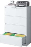 4 Drawer Small File Cabinet with Lock Locking Filing Cabinet for Home Office Under Desk Storage Cabinet Organizer with DrawersWhite