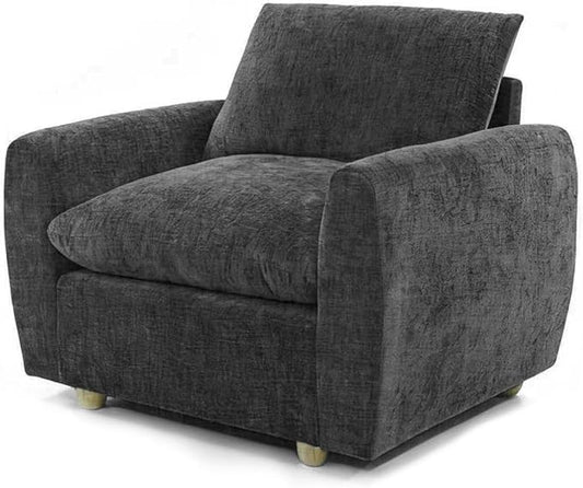 Brelice 2-in-1 Sofa Chair with Removable Arms Deep Seat Ergonomic Accent Chair Plush Chenille Fabric for Modular Living Room Sectional High Resilience