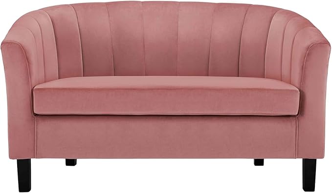 Modway Prospect Channel Tufted Upholstered Velvet Loveseat Dusty Rose