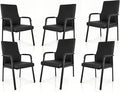 Leather Office Guest Chair Guest Conference Room Chair 600 LBS Capacity High Back Reception Chair with Padded Armrests No Wheels Black - 6 Pack
