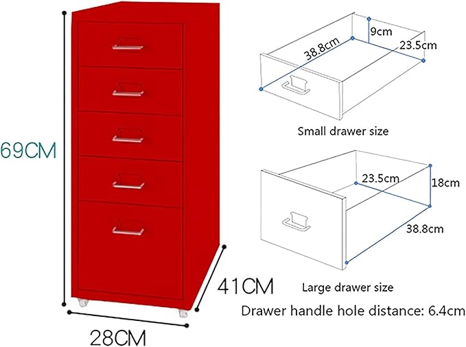 5-Drawer File Cabinet Metal Mobile File Cabinet with Wheels Filing Cabinet Under Desk for Home/Office (Color:Black)