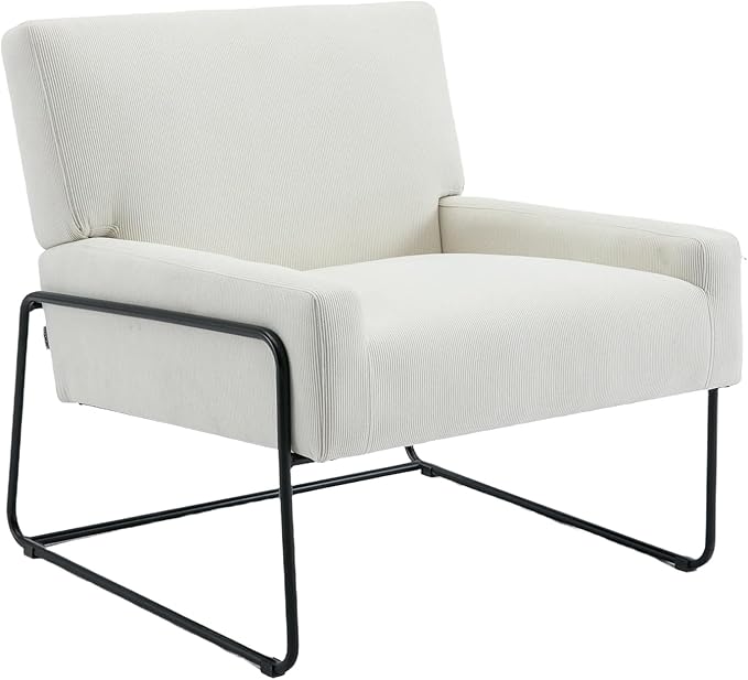 Accent Chair - Modern Industrial Slant Armchair with Metal Frame - Premium High Density Soft Single Chair for Living Room Bedroom