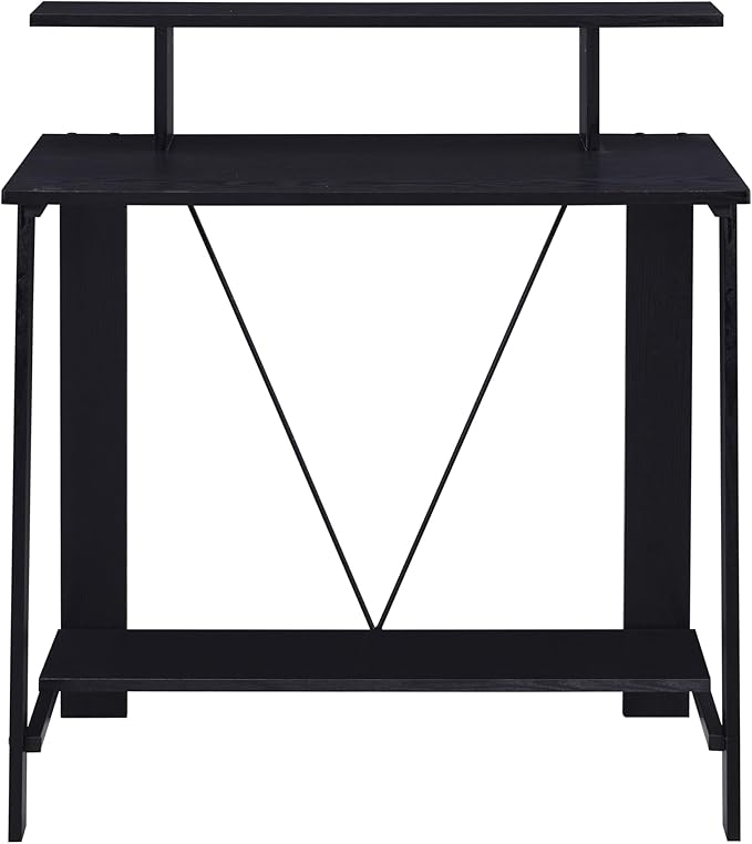 Black Writing Desk with Upper Shelf