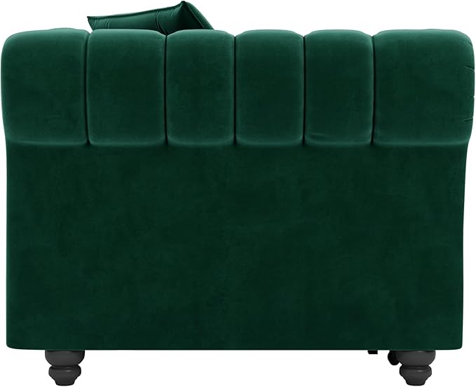 Queen Sleeper Sofa Bed with Movable Ottoman 3 in 1 Convertible Sectional with Pull Out Bed with Mattress Comfy Velvet Tufted Chesterfield Sofa Mid Century Modern Couches Living Room (Emerald Green)