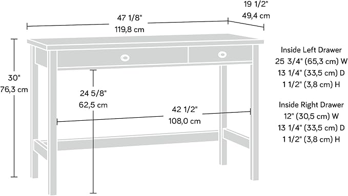 Sauder County Line Desk Soft White Finish