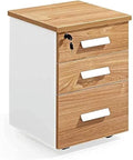 Mobile Wooden File Cabinet with Lock - Floor-Standing Storage Solution for Office and Home(B)