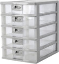 File Storage Cabinets Office Desktop Storage Box Multi-Layer Drawer Paper Office Supplies Finishing Transparent File Cabinet(Gray)