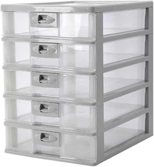 File Storage Cabinets Office Desktop Storage Box Multi-Layer Drawer Paper Office Supplies Finishing Transparent File Cabinet(Gray)