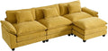 Modular Sectional Sofa 119 L Shaped Couch Set with Movable Ottoman Chenille Comfy Cloud Couch Sectional Set Extra Deep Seat Sofa with 3 Pillows for Living Room (Yellow 3-Seat &amp 1-Ottoman)