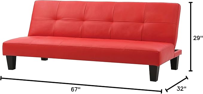 Glory Furniture Alan Faux Leather Sleeper Sofa in Red