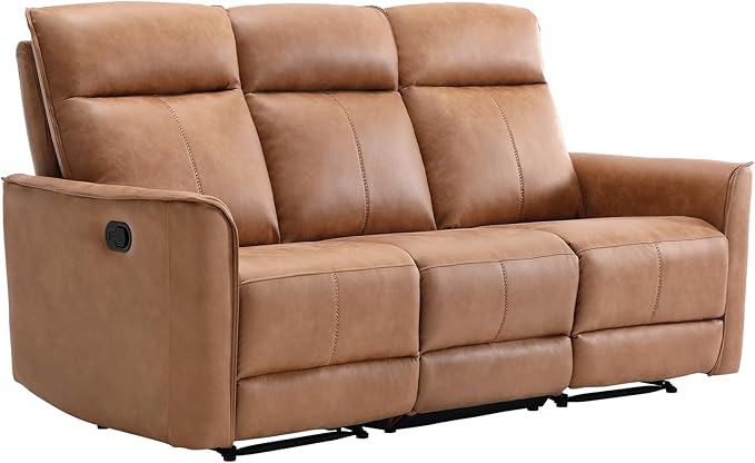 CANMOV Manual Loveseat Recliner Sofa Wall-Hugger 3 Seat Reclining Love Seat Couches Leathaire Reclining Sofa Set 3-Seater Recliner Chair for Living Room Office Apartment Brown
