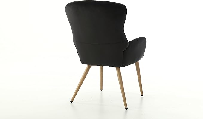 Generic Accent Chair Modern Tufted Button Wingback Vanity Chair with Arms Upholstered Tall Back Desk Chair with Metal Legs for Living Room Bedroom Waiting RoomBlue