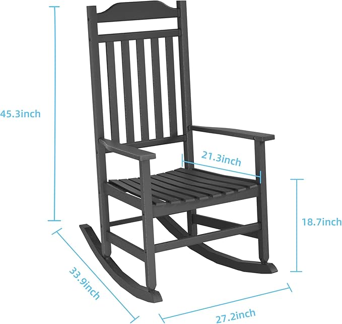 EasyUp Patio Rocking Chair OutdoorSet of 2Weather Resistant Poly Resin Oversized Porch RockerHigh Back Smooth DesignIndoor Outdoor Use