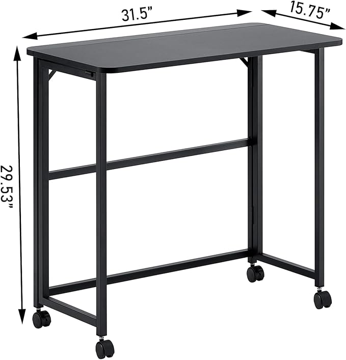 Folding Desk for Small Spaces 31.5 Inch Foldable Computer Table for Home Office Study Bedroom Dorm Space Saving Small Writing Work Office Computer Desk Easy to Fold 31.5 Black