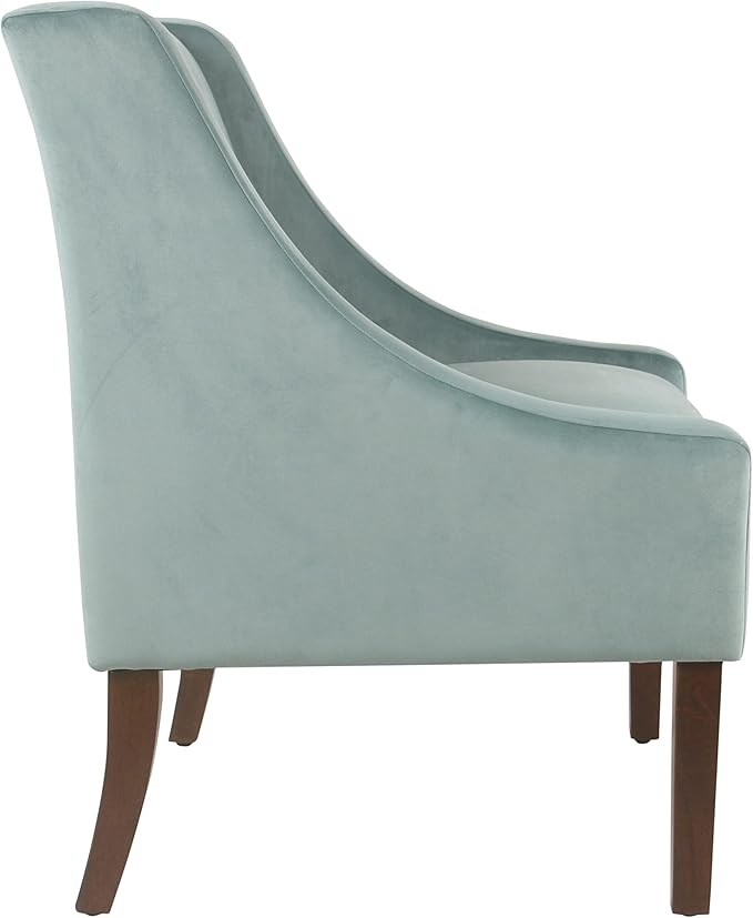 Homepop Home Decor | Upholstered Classic Swoop Arm Accent Chair | Accent Chairs for Living Room &amp Bedroom | Decorative Home Furniture Light Velvet Aqua Blue