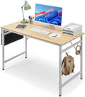 VINGLI 47 Inch Computer Office Modern Simple Gaming Desk with Side Fabric Drawer &amp Hook Up Wear-Resistant Surface Writing Desk Work Desk for Bedroom Living Room Oak
