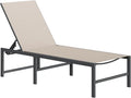 Amopatio Outdoor Patio Lounge Chair Adjustable Heavy-Duty Chaise Lounge for Poolside Weather Resistant Pool Lounge Furniture Set with Table for Backyard Beach 400 LBS Capacity(Khaki)