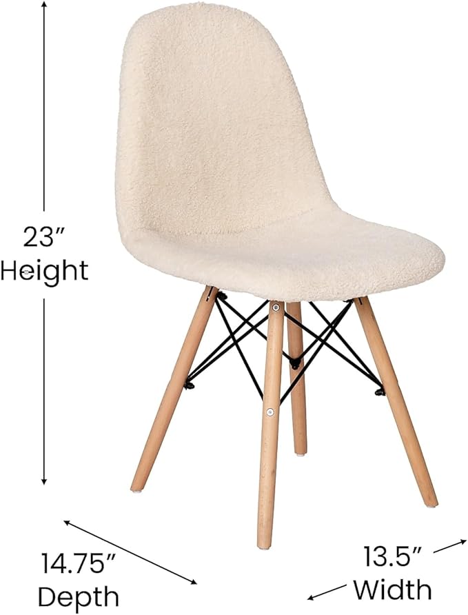 Flash Furniture Modern Zula Modern Padded Armless Faux Sherpa Accent Chair with Beechwood Legs - Off-White