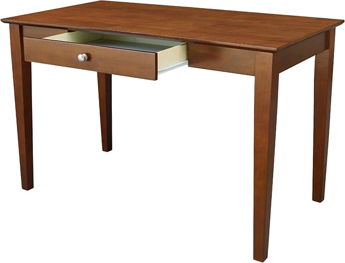 IC International Concepts Writing Desk With Drawer Solid Wood Real Parawood 48 W x 26 D x 30 H Easy Assembly Espresso
