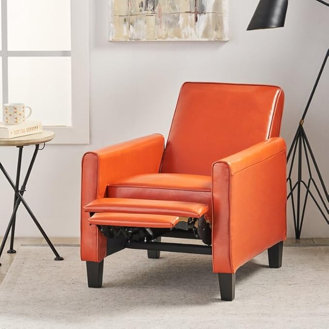 Merax Push Back Chair Living Room Chaise Lounge Single Sofa Upholstered Armchair with Wooden Legs