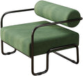 Direct Wicker Living Room Sling Accent Armchair Metal Sofa Chair Balcony Leisure Chair(Green)