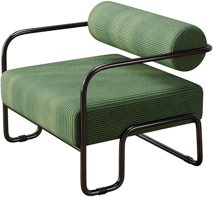 Direct Wicker Living Room Sling Accent Armchair Metal Sofa Chair Balcony Leisure Chair(Green)