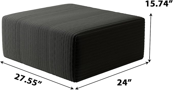 27 Sofa Ottoman Corduroy Upholstered Deep Seat Comfy Cloud Couch with Movable Ottoman DIY Combination No Assembly Required Black