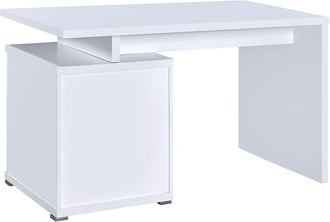 Coaster Home Furnishings - Irving - Engineered Wood - 2-Drawer Computer Desk with File Cabinet Rectangular Desk with Smooth Top and Plastic Glides - Home Office - 47-Inch - White - 800110