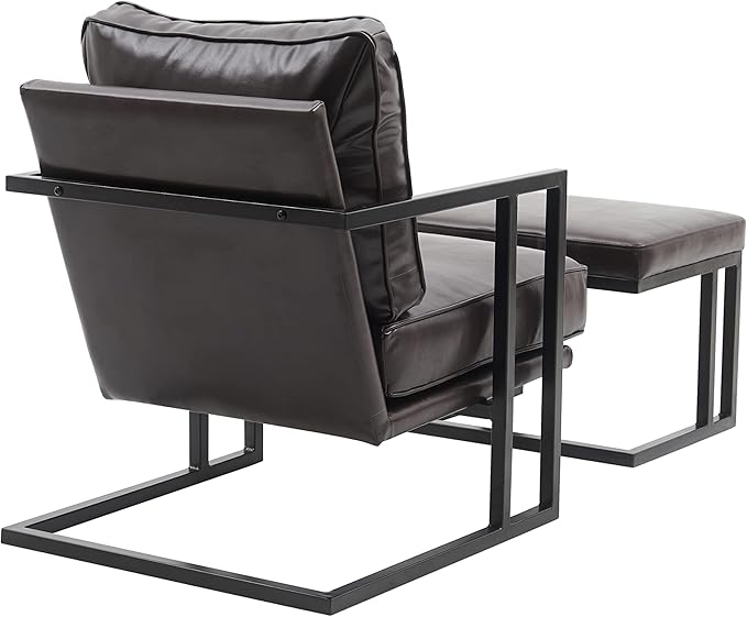 Recliner Sofa Chair PU Leather Living Room Chair Modern Style Soft and Comfortable Lounge Chair with Stool