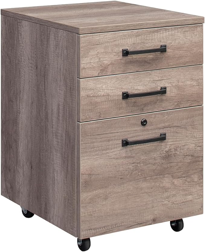NBF Walnut Wood Locking File Cabinet with Storage Drawers for Office