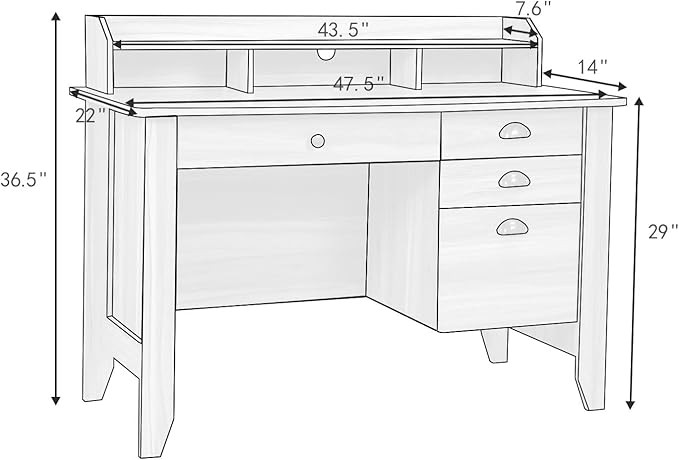 Catrimown Computer Desk with Drawers and Hutch Farmhouse Home Office Desk with File DrawerStudent Girls DesksTeens Writing Table Small Computer Desk for Bedroom Rustic Oak
