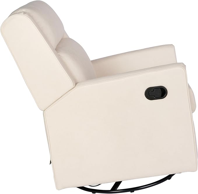 Flash Furniture Cash Swivel Glider Rocking Recliner Manual Recliner with 360 Degree Swivel for Living Room Bedroom or Nursery Fabric Upholstered Cream