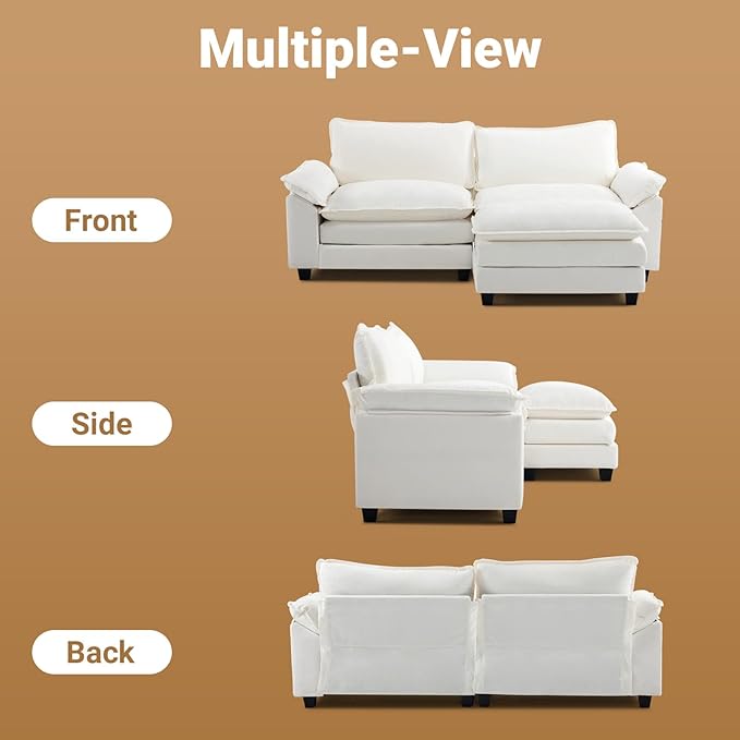 VINGLI Convertible Modular Sectional Sofa for Living Room with Deep Seat &amp Movable 2-Layer Ottoman Oversized L-Shape Cloud Sofa with Chaise &amp Armrests Loveseat for Small Spaces Chenille Cr