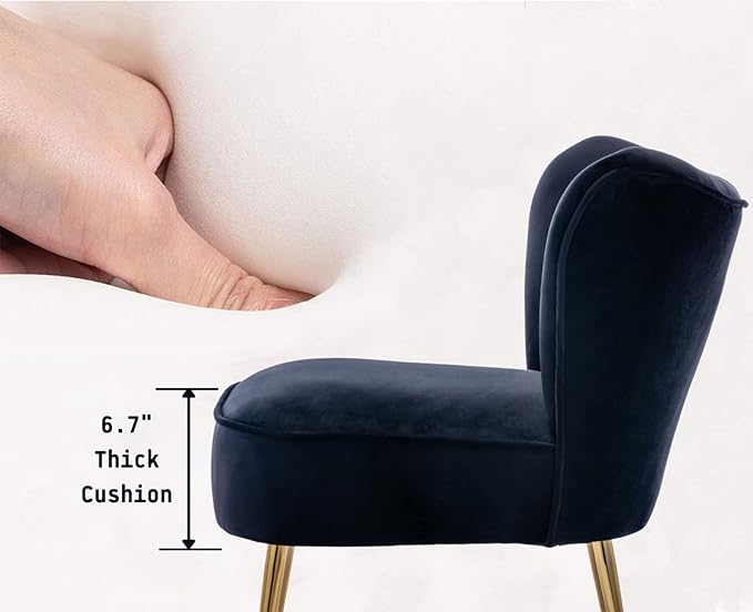 Black Velvet Accent Chairs Set of 2 with Golden Legs Upholstered Side Chairs Mid-Century Modern Slipper Chairs for Guest Room Comfy Armless Wingback Corner Single Sofa Living Room Chairs