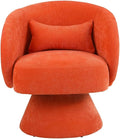 Swivel Accent Chair Swivel Barrel Chair with Pillow 360 Degree Swivel Armchair Round Club Chair for Living Room Bedroom Office Lounge (Orange+Linen)