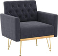 Olela Accent Chair with Arm for Living Room Velvet Modern Armchair Single Sofa Cozy Tufted Upholstered Reading Side Chairs with Gold Metal Leg for Bedroom Decorate