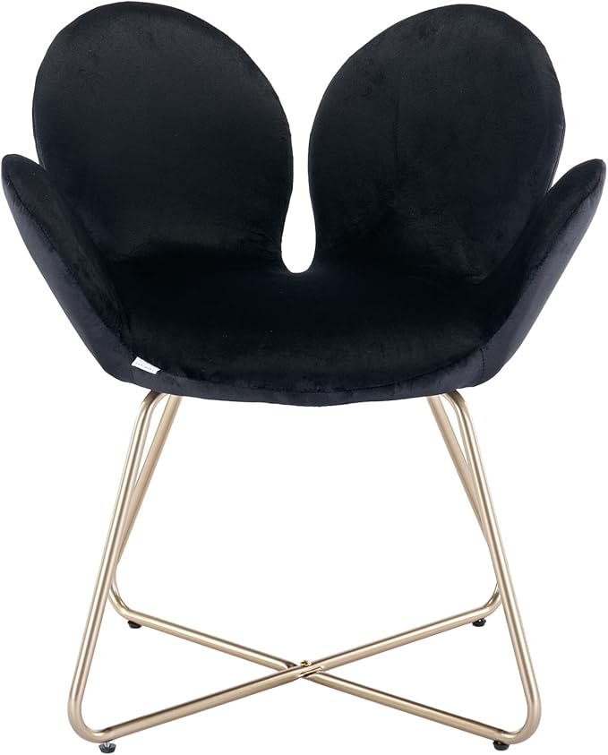 Modern Velvet Accent Chair Comfy Cute Upholstered Vanity Desk Chair w/Metal Legs Soft CushionArmchair for Living Room 2PC/Set