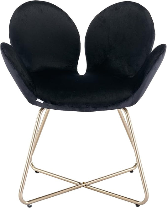 Modern Velvet Accent Chair Comfy Cute Upholstered Vanity Desk Chair w/Metal Legs Soft CushionArmchair for Living Room 2PC/Set