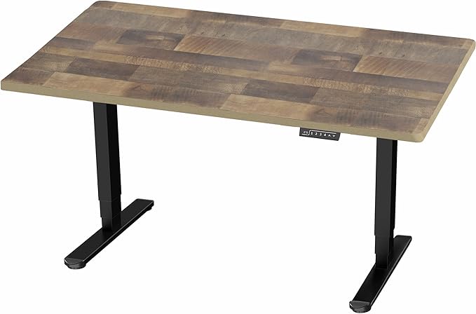 VIVO Electric 55 x 28 in Dual Motor Sit Stand Desk Memory Height Adjustment 2B Series Reclaimed Wood Top Black Frame DESK-KIT-2B55P