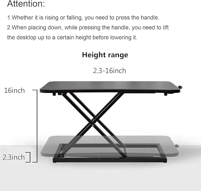 Standing Desk Converter Height AdjustableKeyboard Riser for Stand Up Desk Riser Easy Lift Height Converter Computer Workstations Home Office Study Room Portable Small Table Black Size 23.6 Inch D