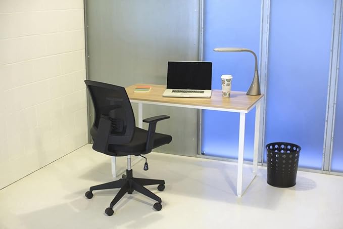 Safco Simple Design Table Desk with Sled Base  Beech Top White Legs (1943BHWH)