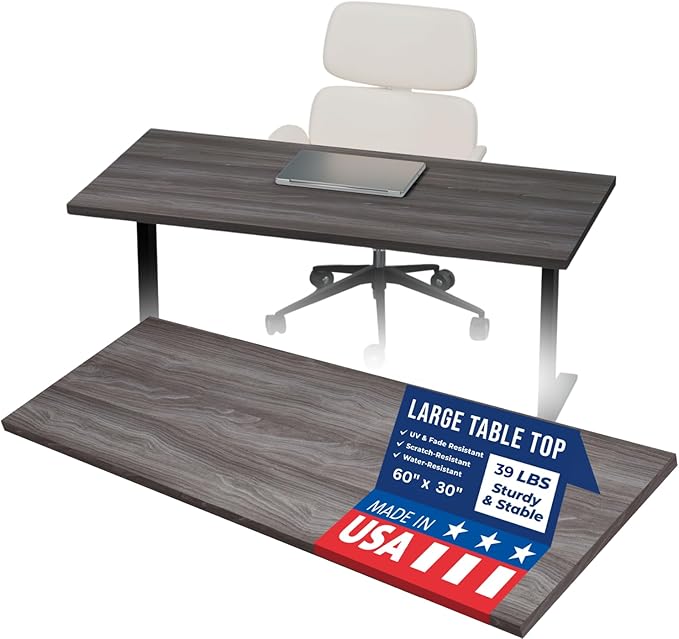 OfficeSimpli 60 x 30 Inch Desk Top Made in USA Replacement Table Top for Sit-to-Stand Adjustable Desk Frame Countertop Workbench for Home and Office (Desk Top only) - Iconic Maple Long Grain