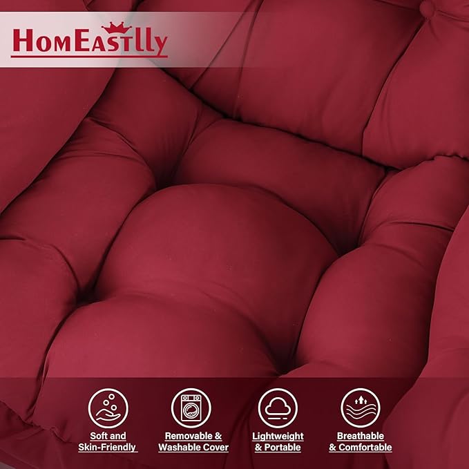 Lazy Chair with Ottoman Large Burgundy Accent Chair with Ottoman Comfy Reading Armchair Leisure Sofa Chair for Living Room Bedroom Dorm Room Office