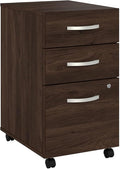 Bush Business Furniture Hybrid 3 Drawer Mobile File Cabinet-Assembled Black Walnut
