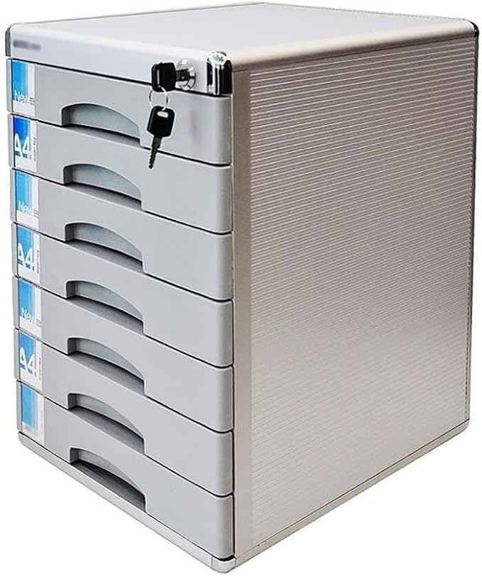 File Cabinet Lockable Data Office Storage Drawer Confidential Desktop Organizer Gray AluminumSilverstandard Size